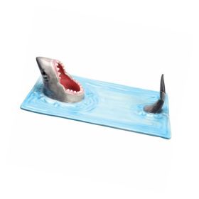 Decoration Domestic Seaside Shark Plate J Dumpling Plate (Color: Navy Blue)
