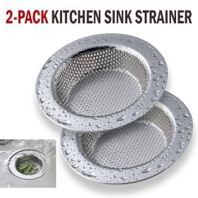 2pcs 4.5 Kitchen Sink Strainer Stopper Stainless Steel Drain Basket Waste Plug (Color: Silver)